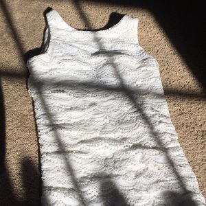 White Scalloped Lace Dress